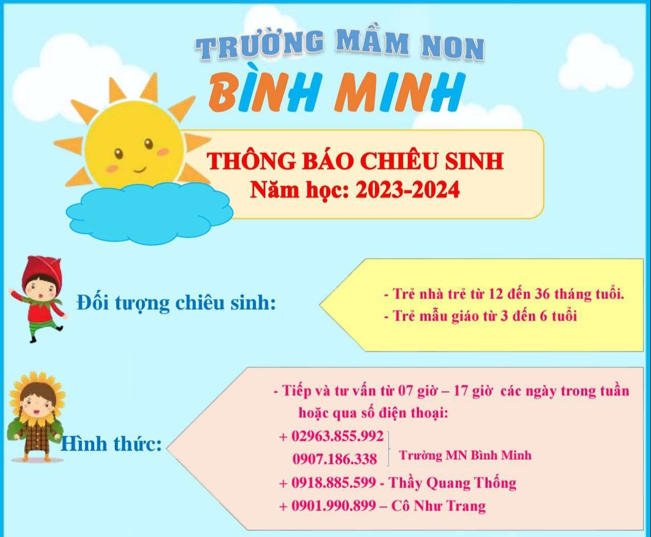 Thông báo chiêu sinh năm học 2023-2024