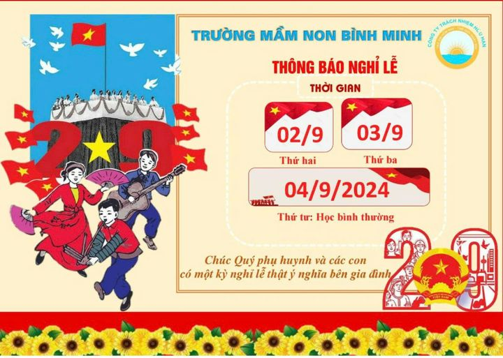 Thông Báo Nghỉ Lễ 02/09/2024