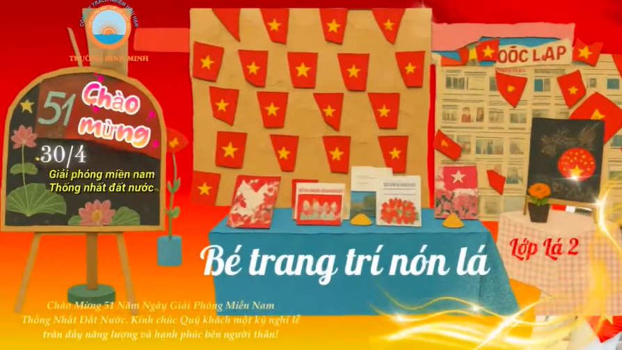 Các Bé Lá 2 Trang Trí Nón Lá Chào Mừng Kỷ Niệm 51 Năm Ngày Giải Phóng Miền Nam Thống Nhất Đất Nước